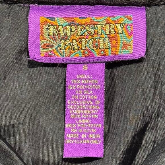 Tapestry Patch Vintage Jacket Patchwork Y2K Boho Art Teacher Eclectic Size Small - Picture 3 of 16